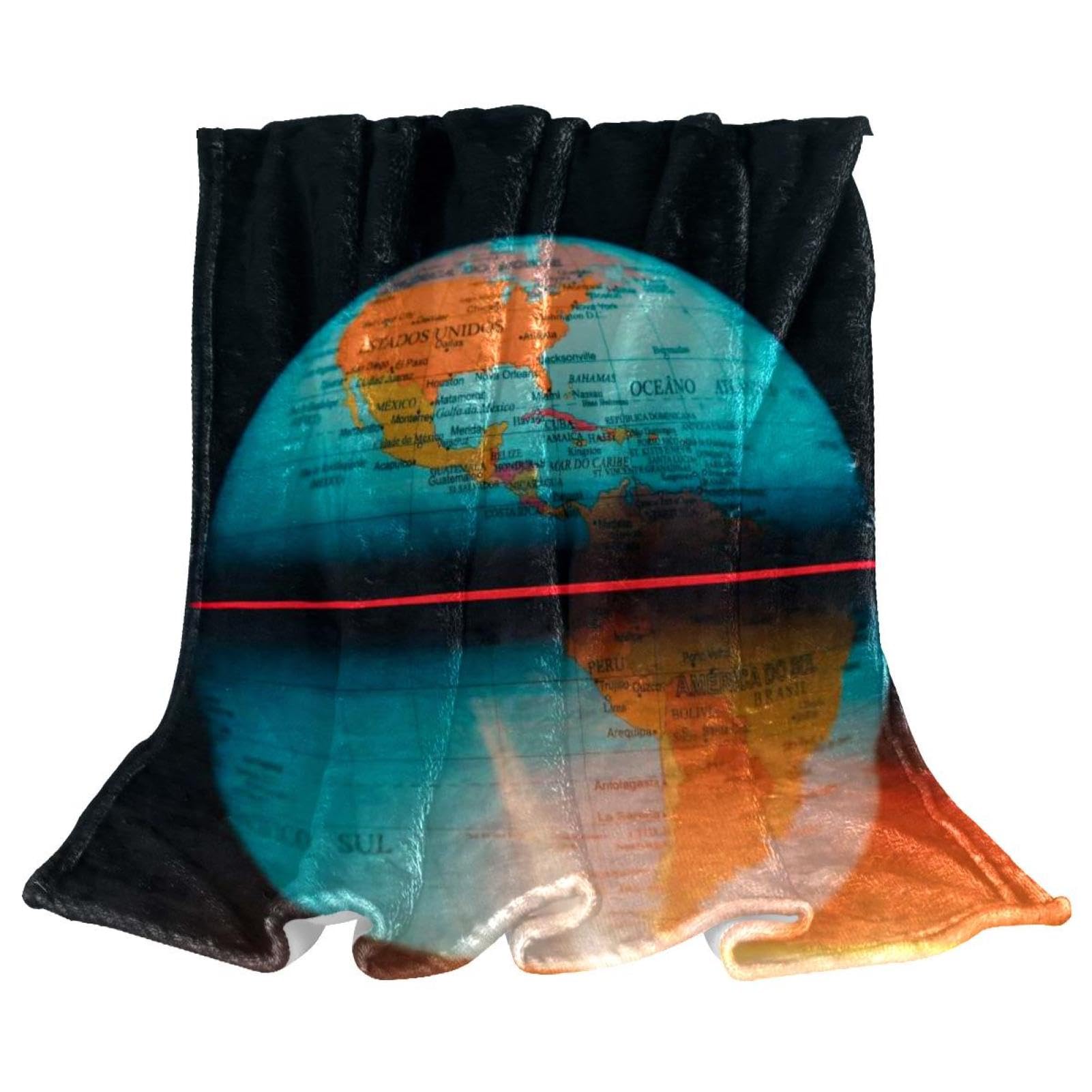 Couverture polaire carte de la Terre en microfibre : le cadeau idéal, doux et chaud