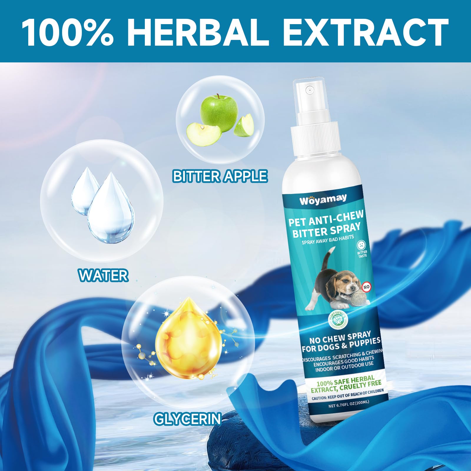 Woyamay Disabituante per Cani Spray, 200ml Repellente per Cani, Dissuasore per Cani, Cani Spray Amaro Spray, Spray Addestrativo Disabituante Gatti, Previene la Masticazione e la Leccatura di Mobili