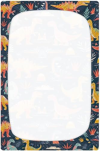 Miniatura 3 de Kigai Fitted Crib Sheet for Boys Girls,Cartoon Dinosaur Jersey Knit Baby Sheet for Standard Crib and Toddler Bed Mattresses, Cozy Soft Breathable,