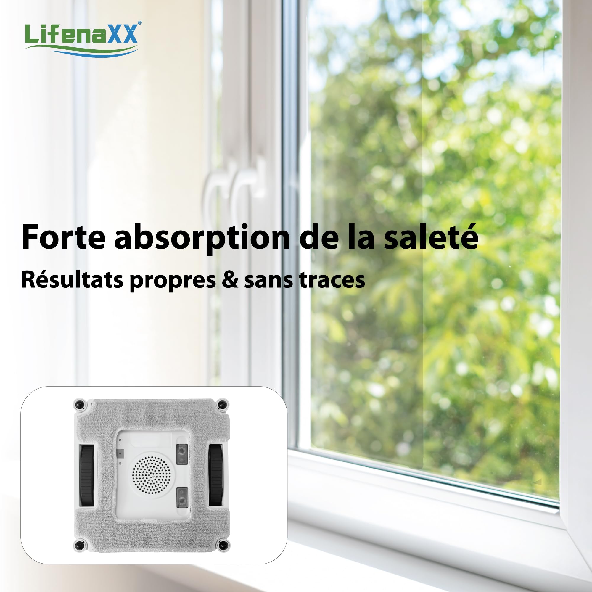 Lifenaxx Lingettes de Rechange (6 pièces) pour Robot Laveur de vitres LX-047 – Lingettes de Nettoyage en Microfibre Originales à Forte Absorption des saletés, durables et Parfaitement ajustées