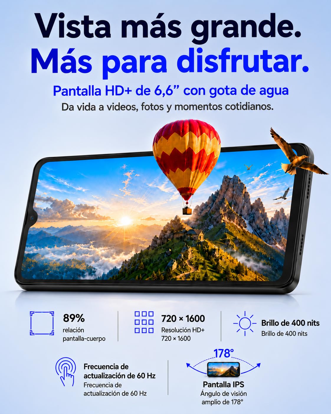 invens Note TK01 Teléfono Móvil Libre, 6.52'' HD+, 7GB+32GB, Cámara 16MP
