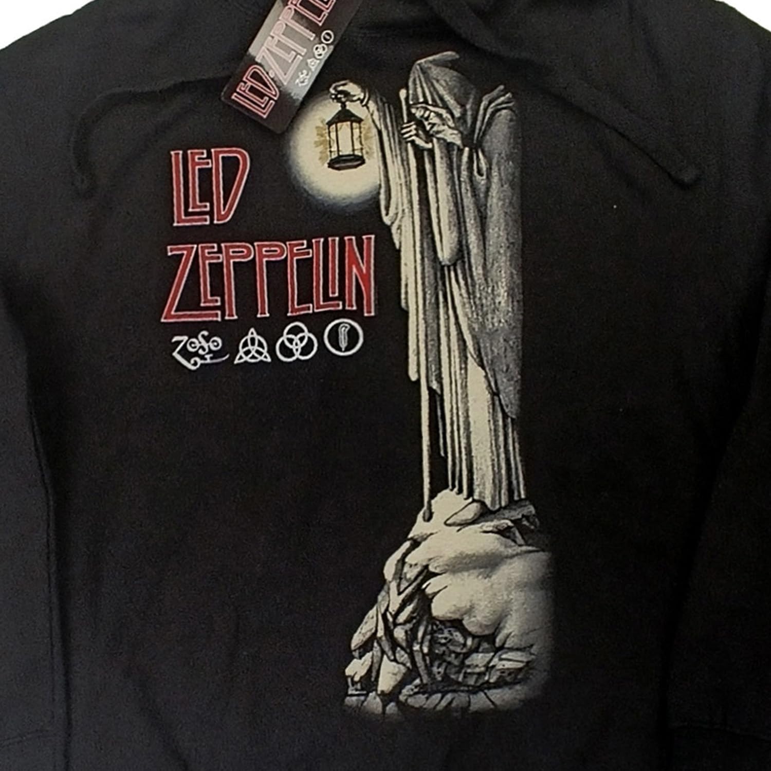 Led Zeppelin Felpa Ufficiale The Hermit. Felpa con Cappuccio Unisex in Cotone. vestibilità Regular per Adulto e Ragazzo