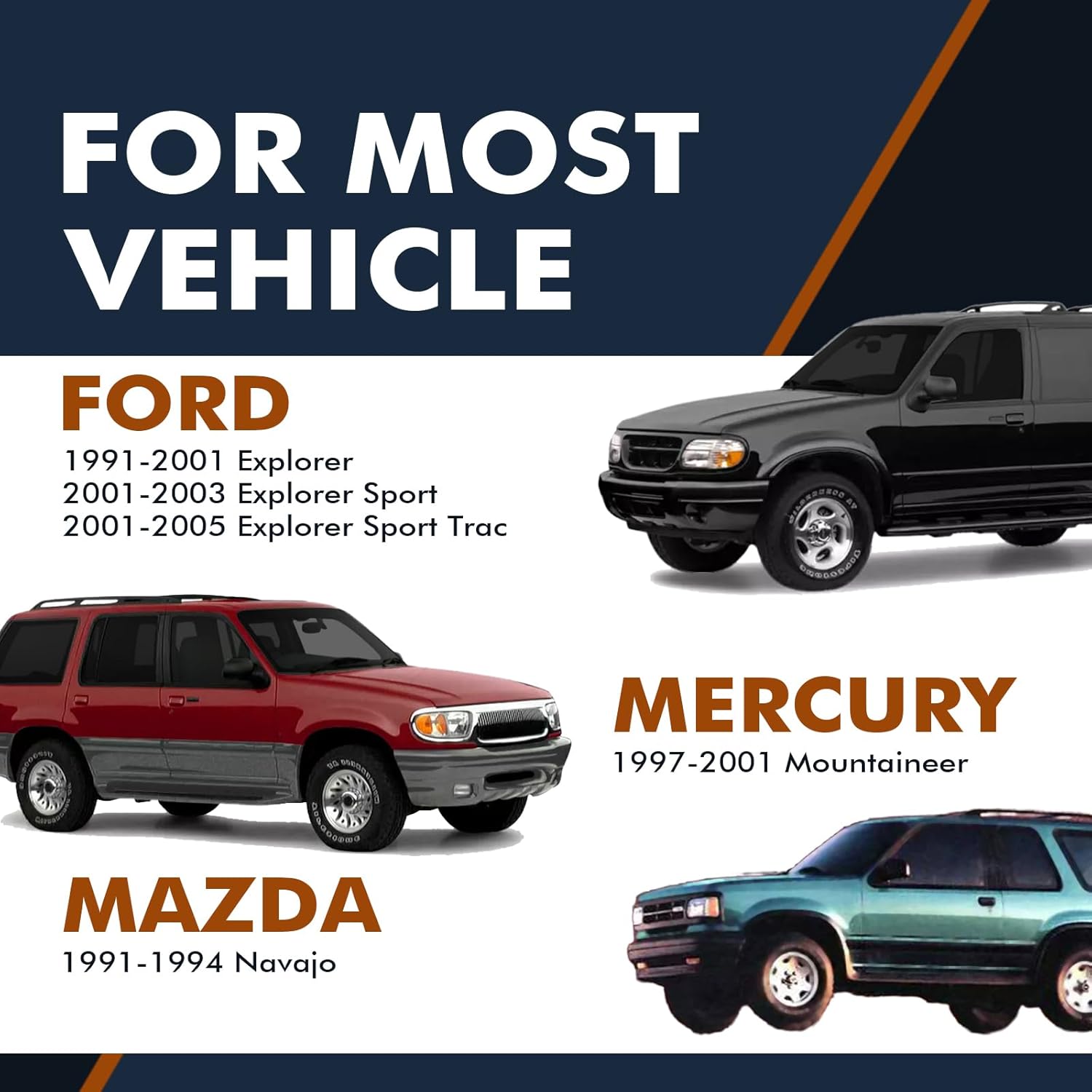 PM Auto Pair of 2 Rear Shock Absorber Compatible With 2001-2005 Ford Explorer Sport Trac