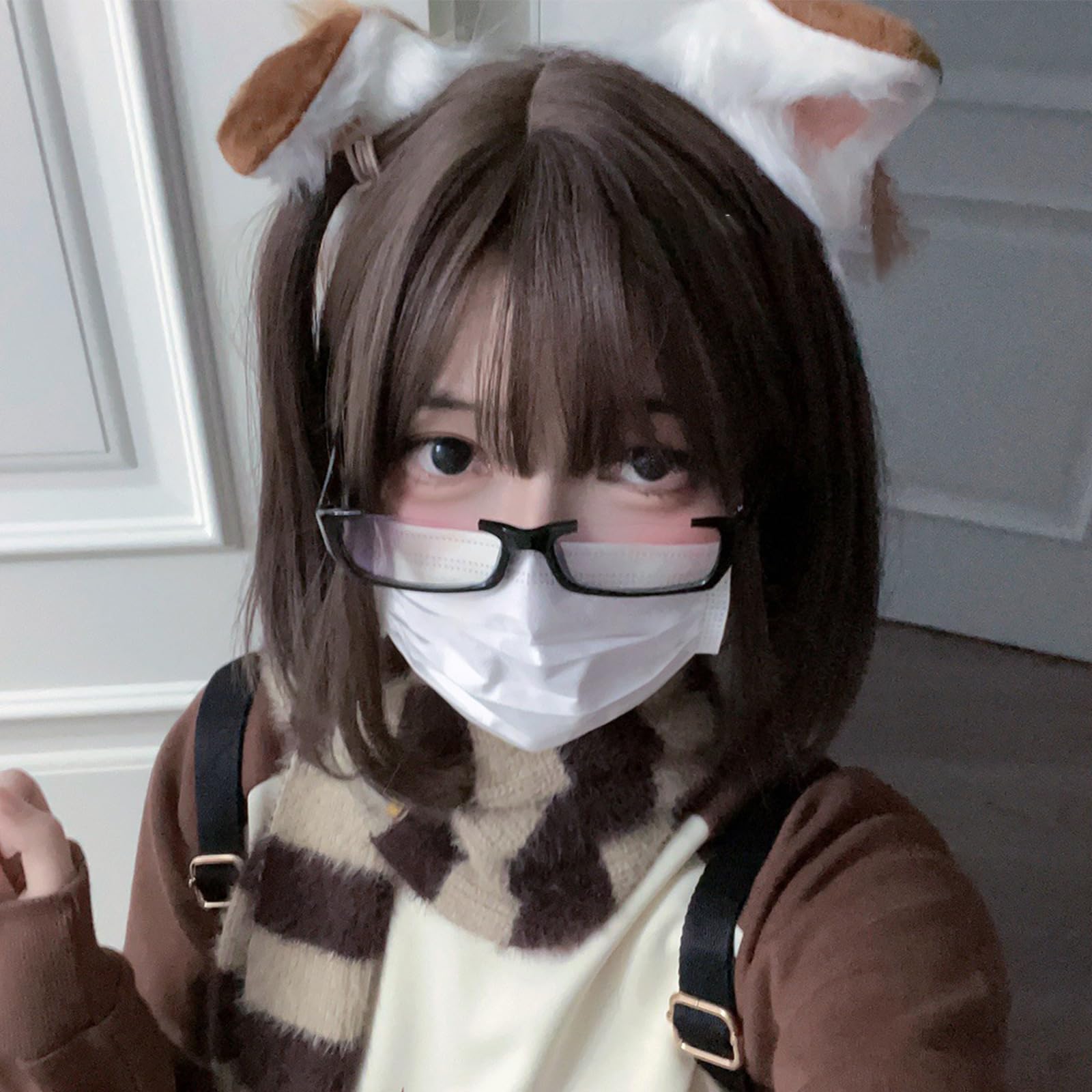 Unique Dog Furry Ear Headwear Adjustable Headband Headpieces for Anime Fan and Unique Fashion Enthusiasts: Dark Brown
