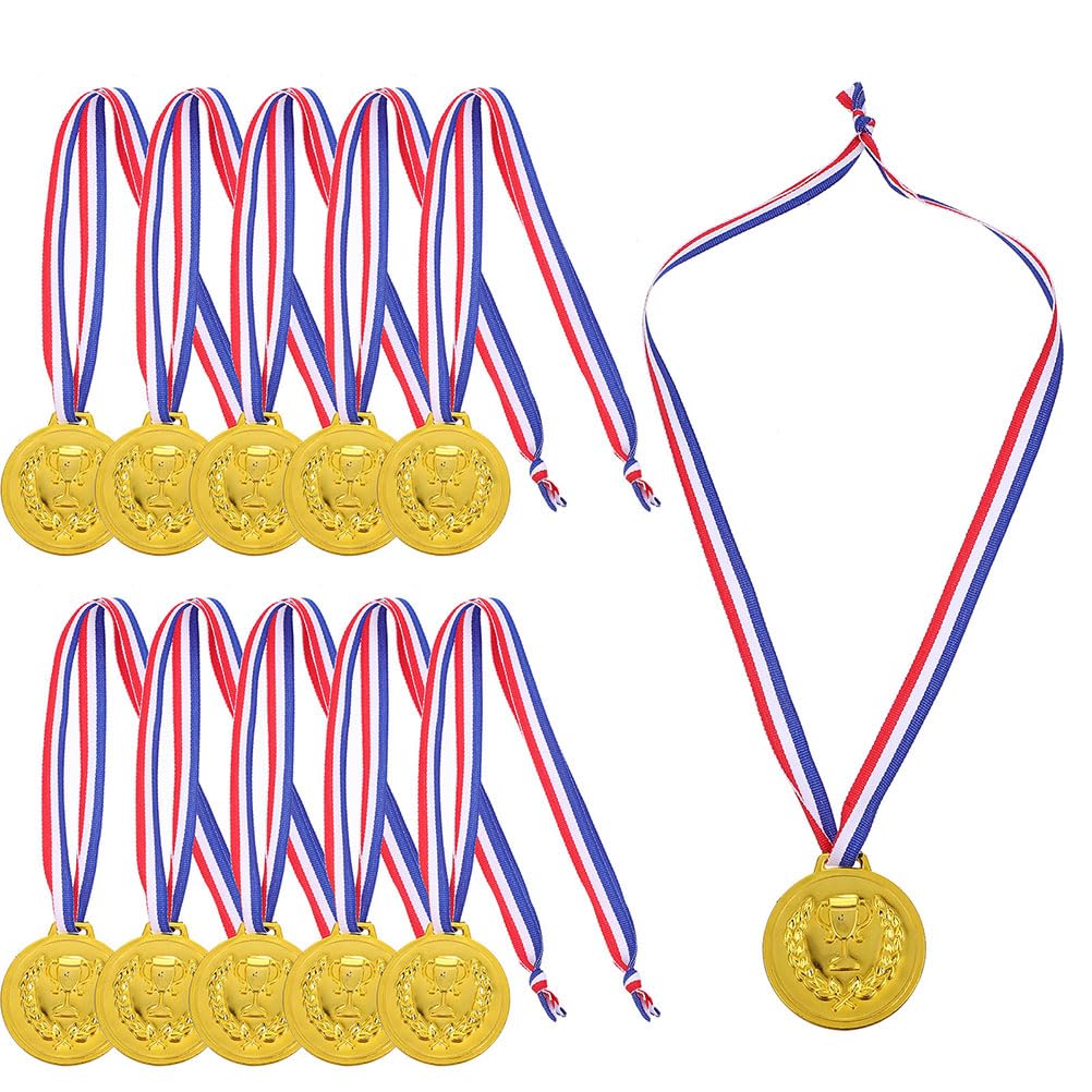 LALAFINA Medaglie Premio Calcio Oro 50 Pezzi in Lega di Zinco con Nastro | Feste e Competizioni, Adatte a Bambini, Effetto Portatile, Atmosfera Gara Vivace