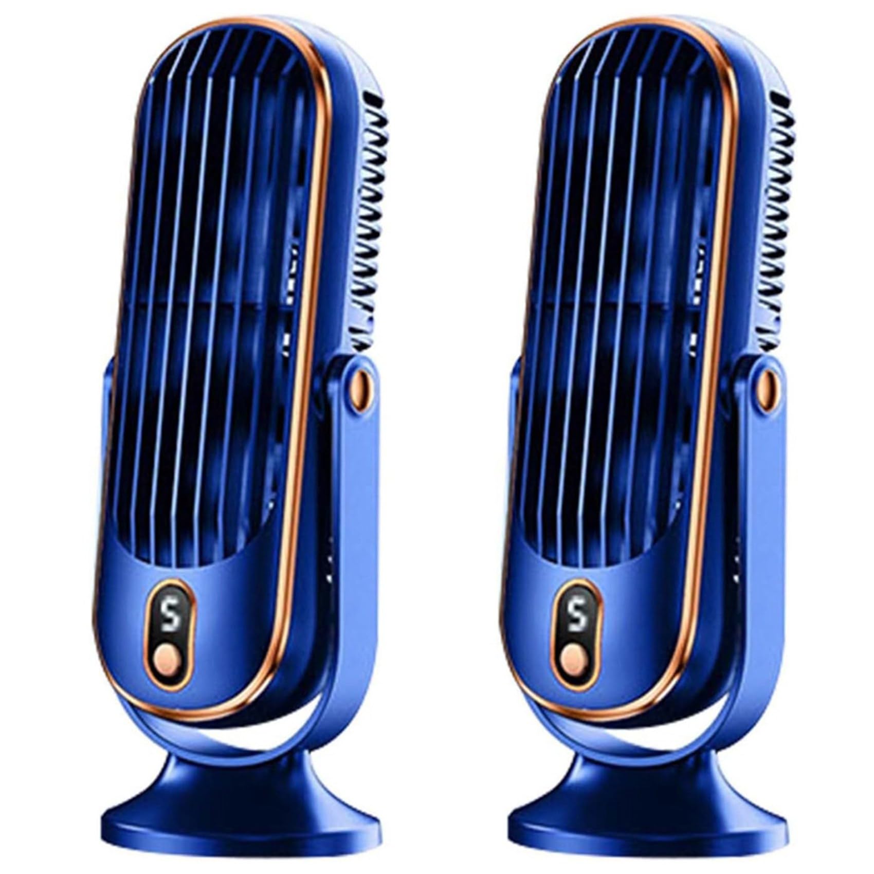 Ventilateur tour sans pales pliable 720° | Lot de 2 rafraîchisseurs oscillants bleu nuit pour chambre