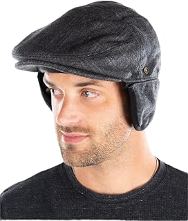 Newsboy Hats for Men Wool Ivy Flat Cap with Ear Flaps Fitted Winter Scally Gatsby Earflaps Driver Beret
