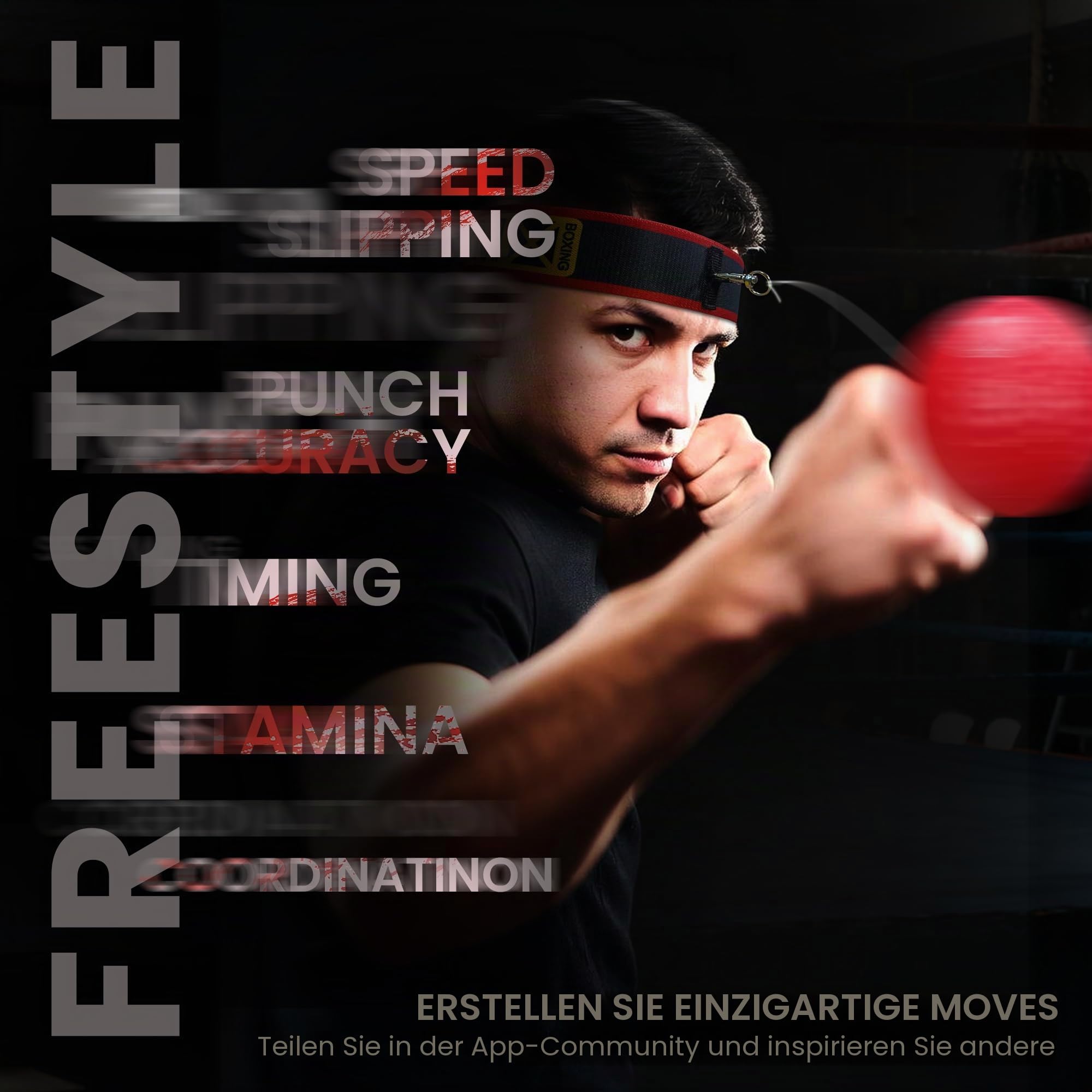 YMX BOXING Reflexball - 4 Bälle + 2 Stirnbänder, ideal für das Training von Reflex, Reaktion und Auge-Hand-Koordination