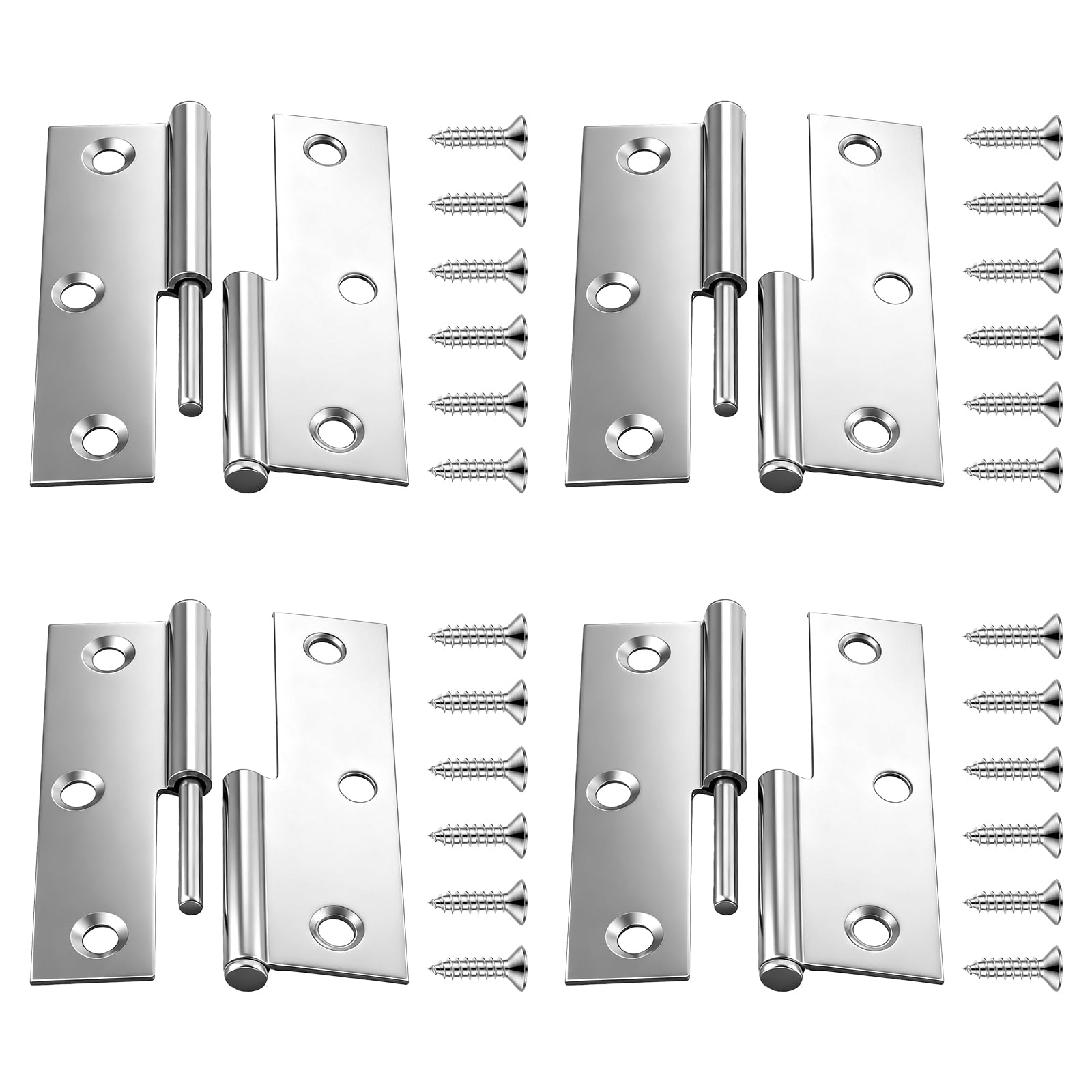 Photo 1 of 2 PCS Stainless Steel Lift Off Hinges 3Inch Right Handed Detachable Small Lift Off Hinge Slip Joint Flag Hinge Rising Butt Cabinet Door Hinges with Screws