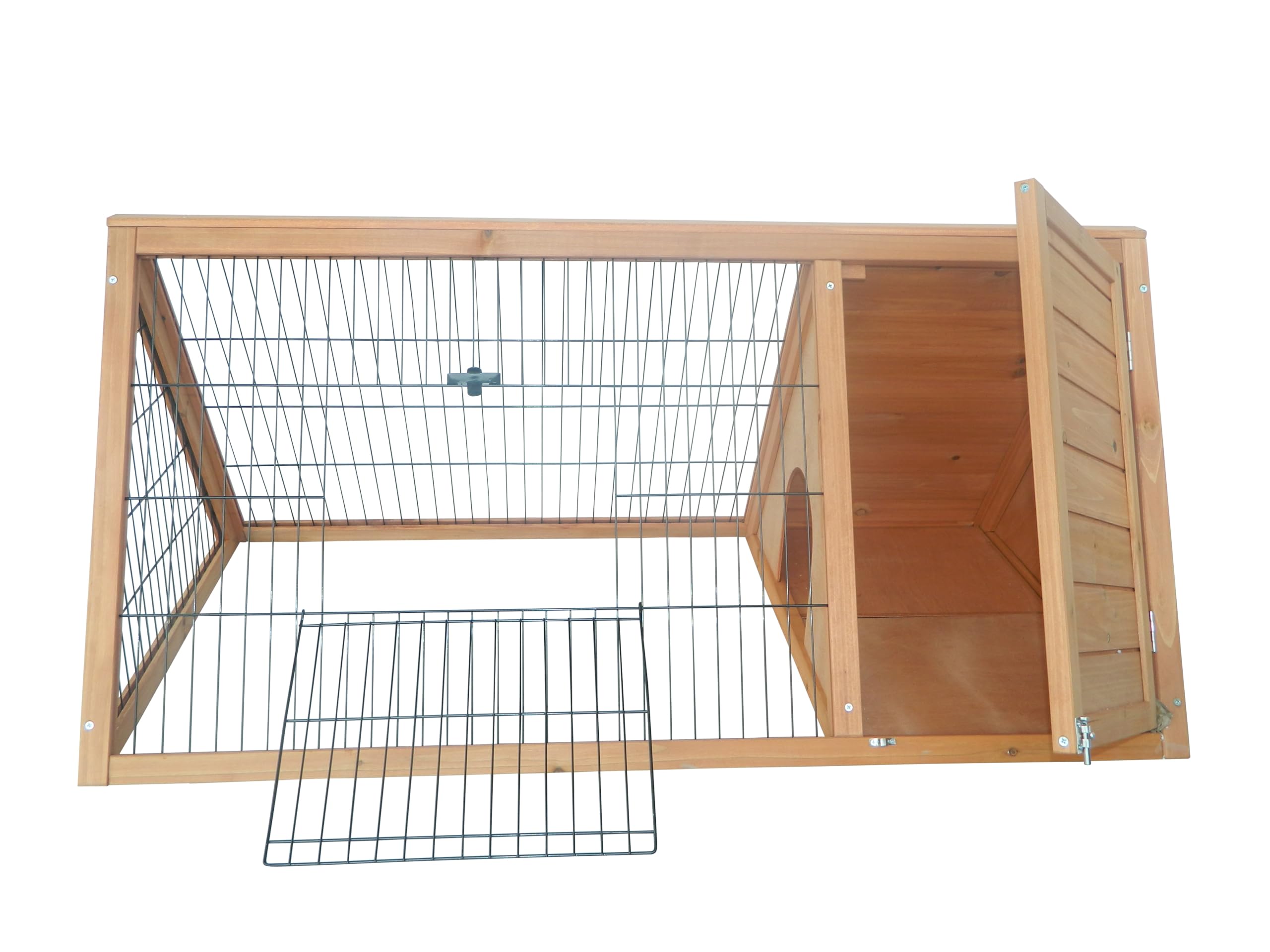 PawHut Clapier Triangulaire de Sol enclos extérieur Niche Double Porte Convient aux Lapins Poules Tortue terrestre dim. 116L x 62,2l x 52,5H cm Bois Massif pin