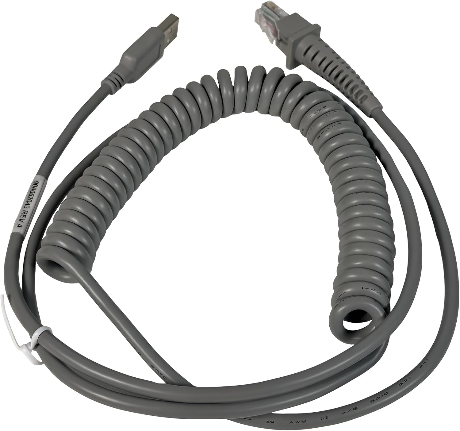 Datalogic Cab-424E Enhanced USB Type A, 9' Coiled (Part#: 90A052043) - New