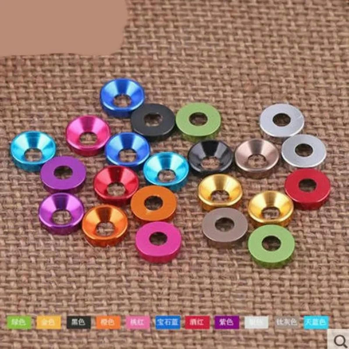 Lot de 5/10/100 joints de rondelle fraisée anodisée colorée en aluminium M2 M2.5 M3 M4 M5 M6 M8 pour vis à six pans creux DIN7991 - Rose - M8 100 pièces