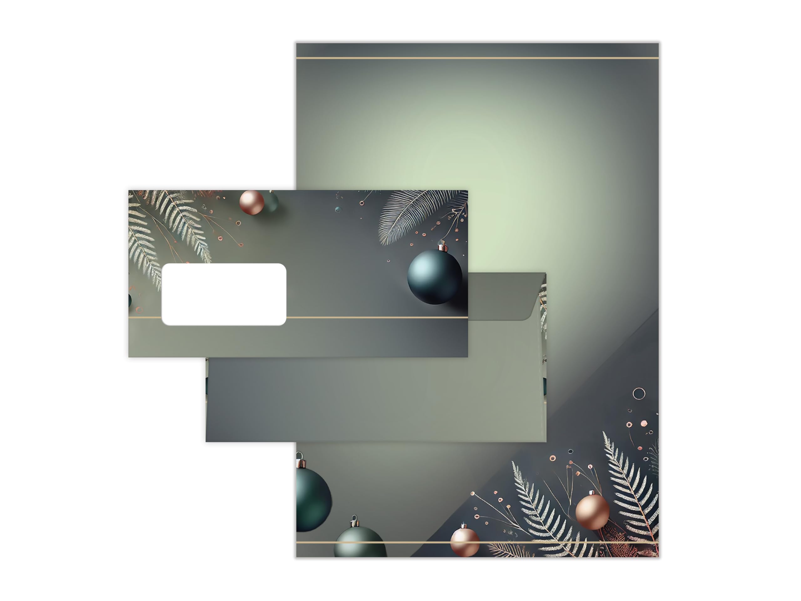 Briefpapier Weihnachten Weihnachtsbriefpapier mit Umschlag Umschlägen mit Fenster Weihnachtspapier A4 für Kunden (250 Blätter + 250 Umschläge)