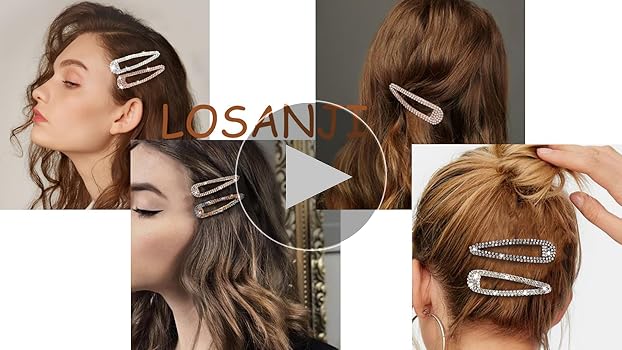 Amazon.com : LOSANJI 8PCS Rhinestone Hair Clips, Water Drop