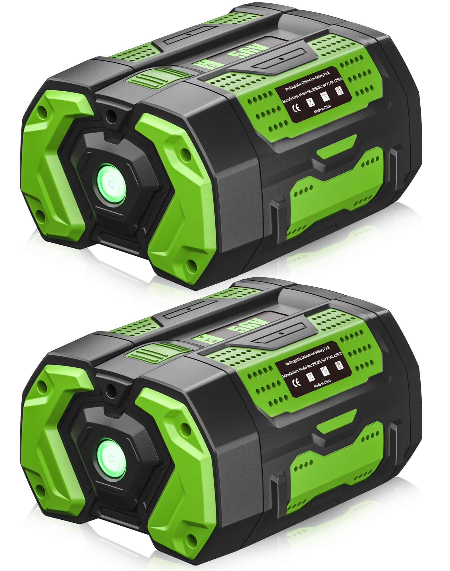 2Pack 56V Battery 7.5Ah Replacement for EGO 56V Battery with LED Indicator