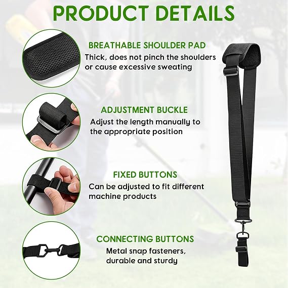 Strimmer Harness with Padded Shoulder Strap Adjustable for Grass Trimmer