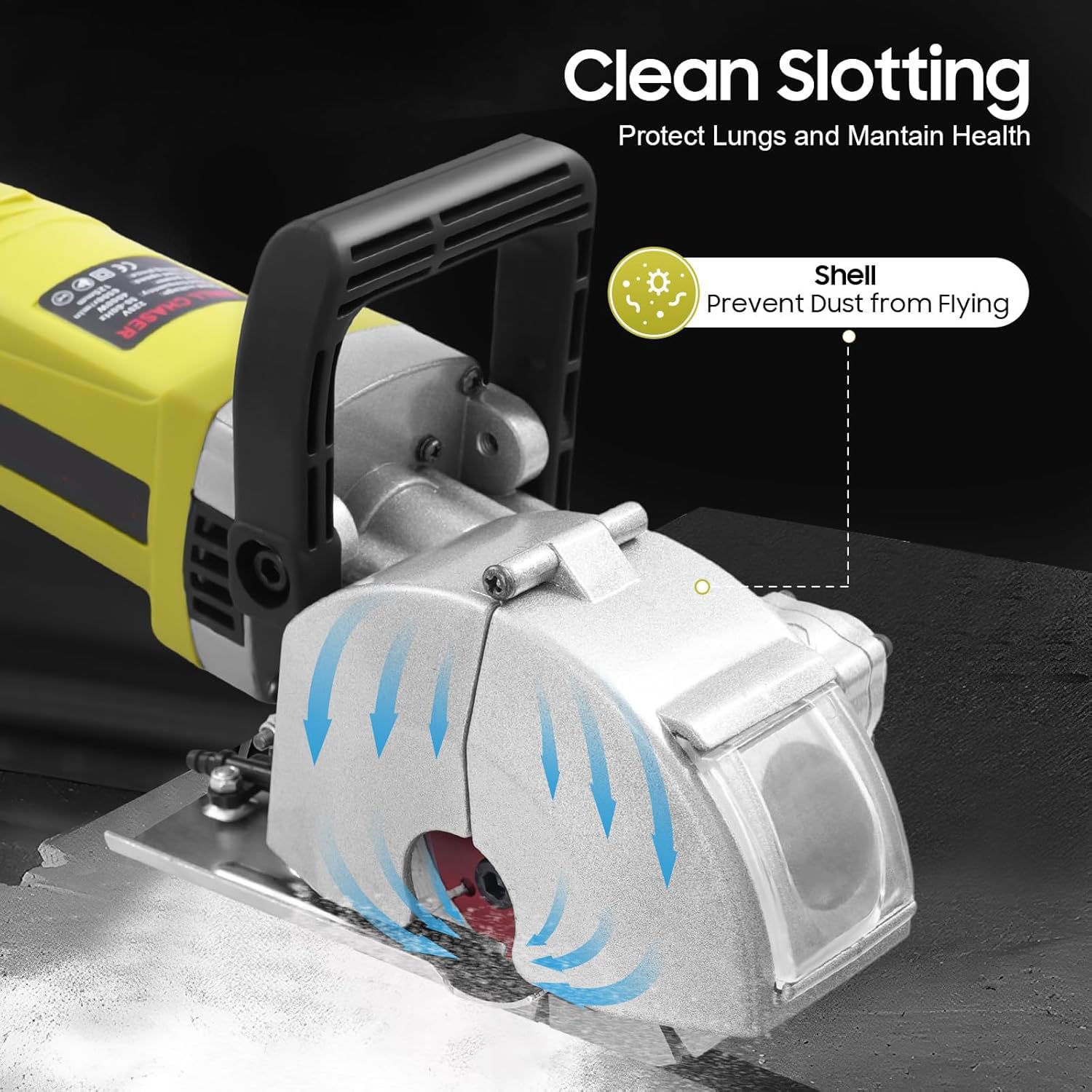 Wall Chaser - Cortador resistente de 4000 W, profundidad ajustable, corte sin polvo, 5 cuchillas extraíbles, mango doble, funda portátil para suelos de hormigón y ladrillo