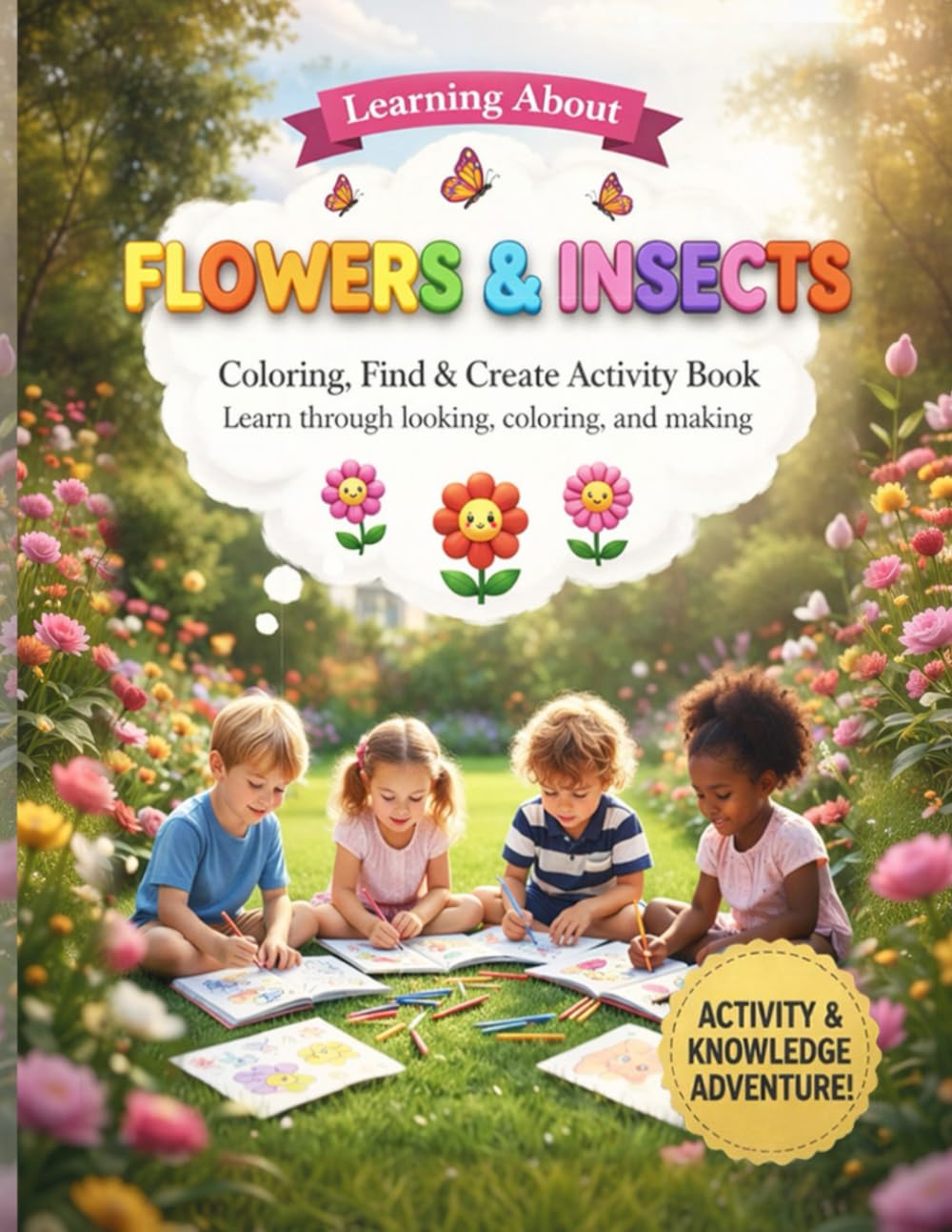 FLOWERS & INSECTS Coloring, Find & Create Activity Book: Learn through Looking, Coloring, and Making An Activity & Knowledge Adventure for Curious Kids (Learning About)