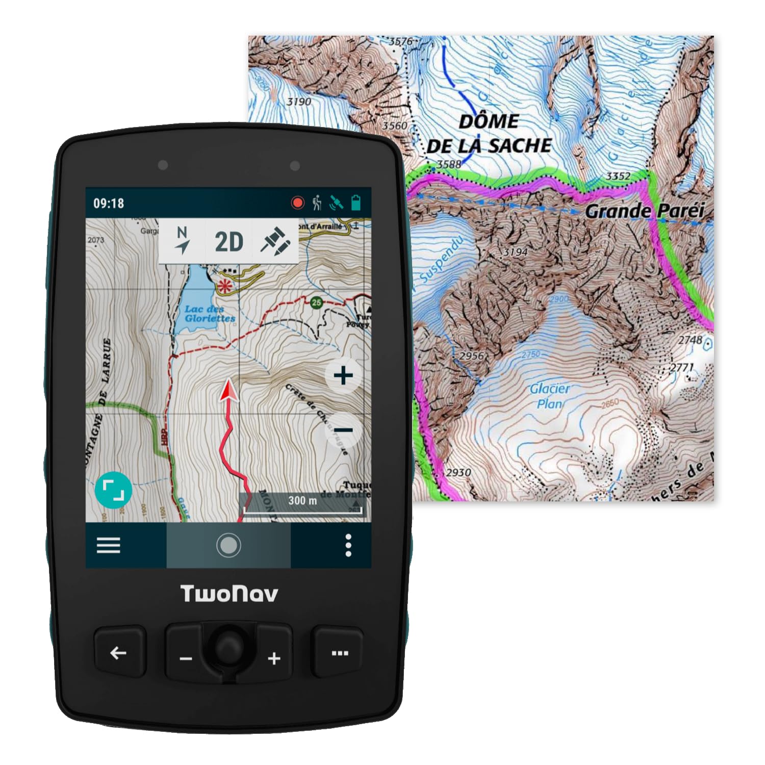 TwoNav Aventura 2 Plus + Carte France IGN Topo complète, GPS de Marche à Pied écran Large de 3,7 Pouces, Boutons et Joystick pour Alpinisme, Trekking ou randonnée. Couleur Turquoise