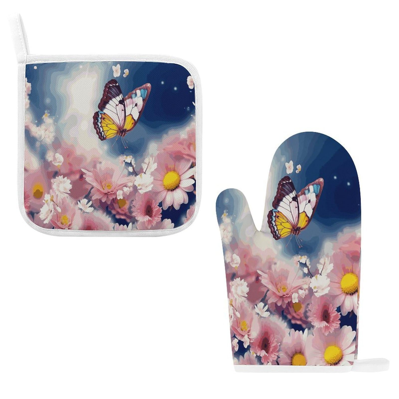 Fodpand Style Flowers Butterfly Oven Mitts And Pot Holders Sets