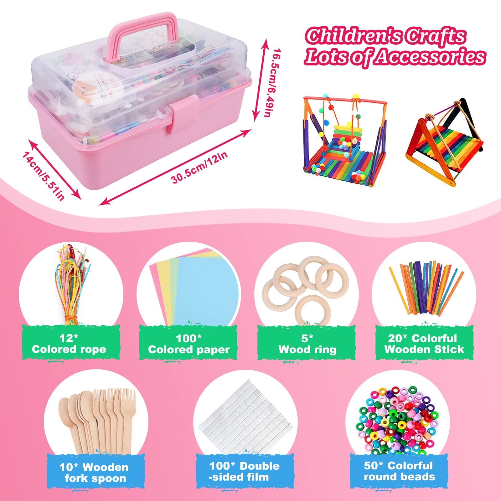 JOYBOY Bastelset Kinder,Bastelbedarf für Kinder,DIY-Bastelset mit Pfeifenreinigern,Scrapbooking,Pompons,Federn,Bastelbox für Mädchen Jungen Weihnachten Bastelsets