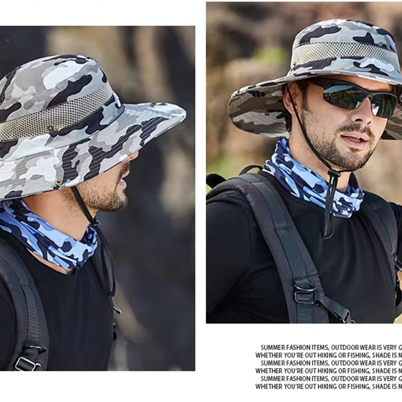 MOGSA Sombrero de pescador para hombre, sombrero de pesca, sombrero de verano, transpirable, para exteriores, sombrero de pesca, sombrero de montañismo