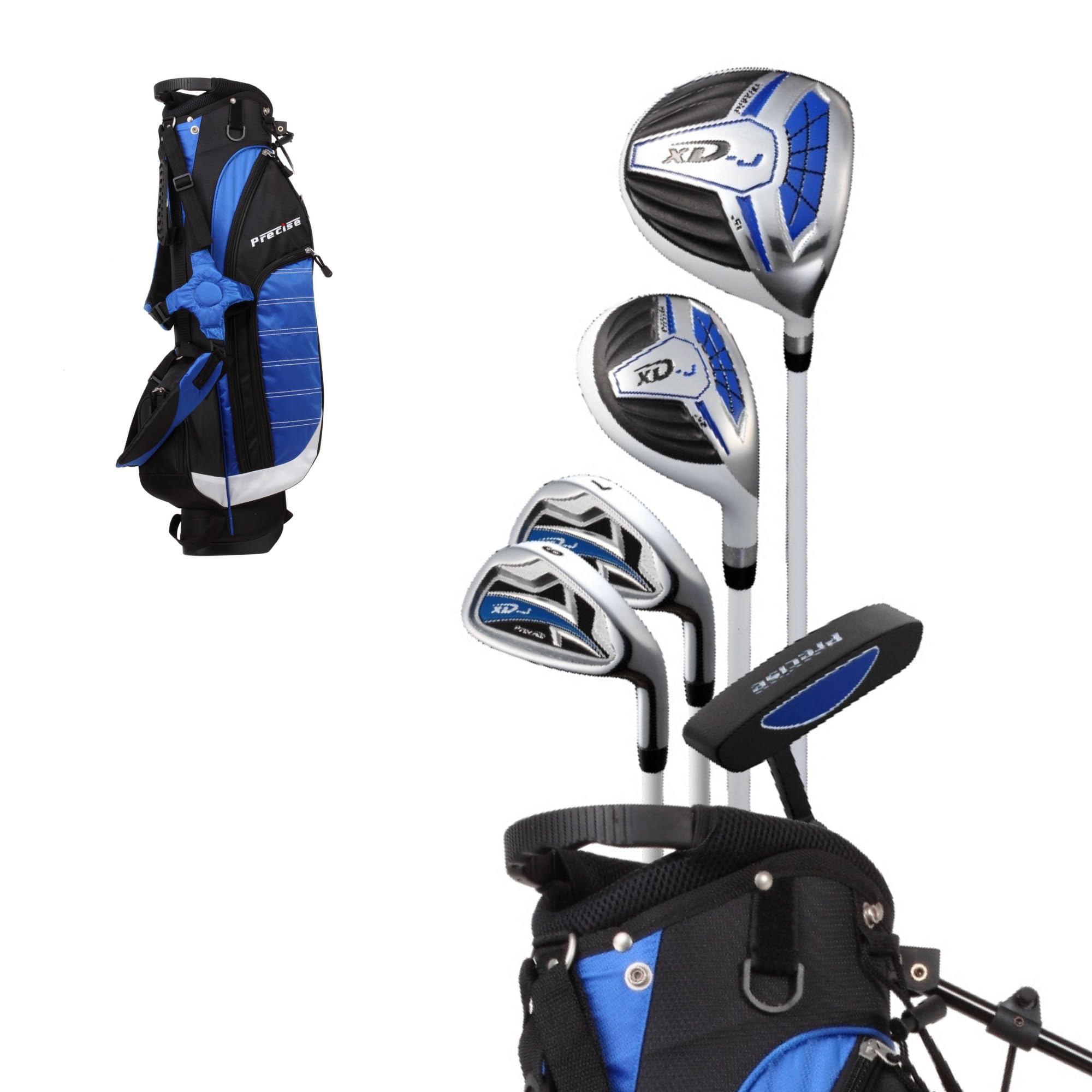 Precise XD-J Kids Golf Clubs Set – Boys’ & Girls’ Junior Golf Set with Lightweight Graphite Shafts, Hybrid, Putter & Stand Bag