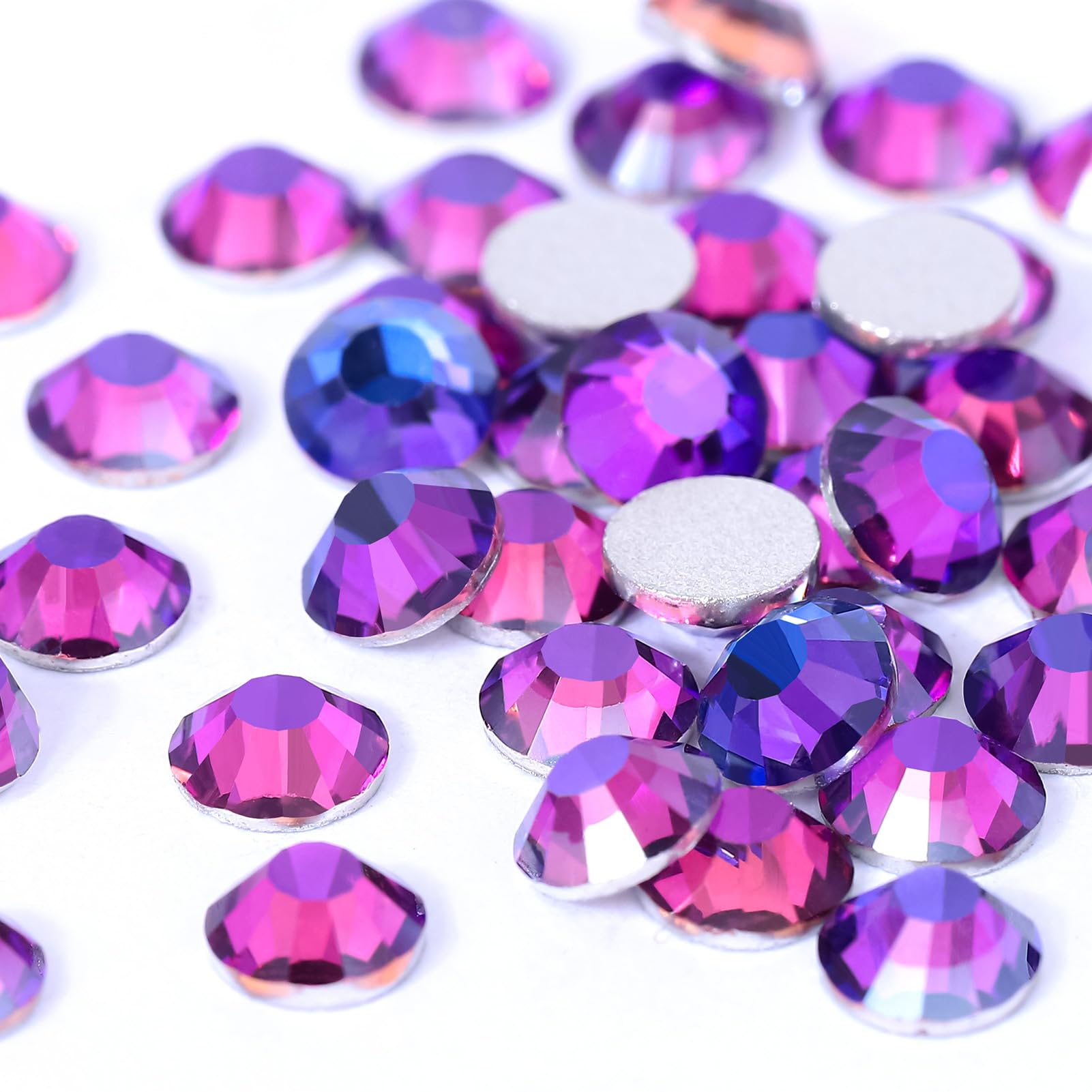 Novani Strass di cristallo allentati con retro piatto, 1440 pezzi strass di vetro per vestiti, scarpe, artigianato, trucco, nail art e decorazioni fai da te (SS8, velluto viola)