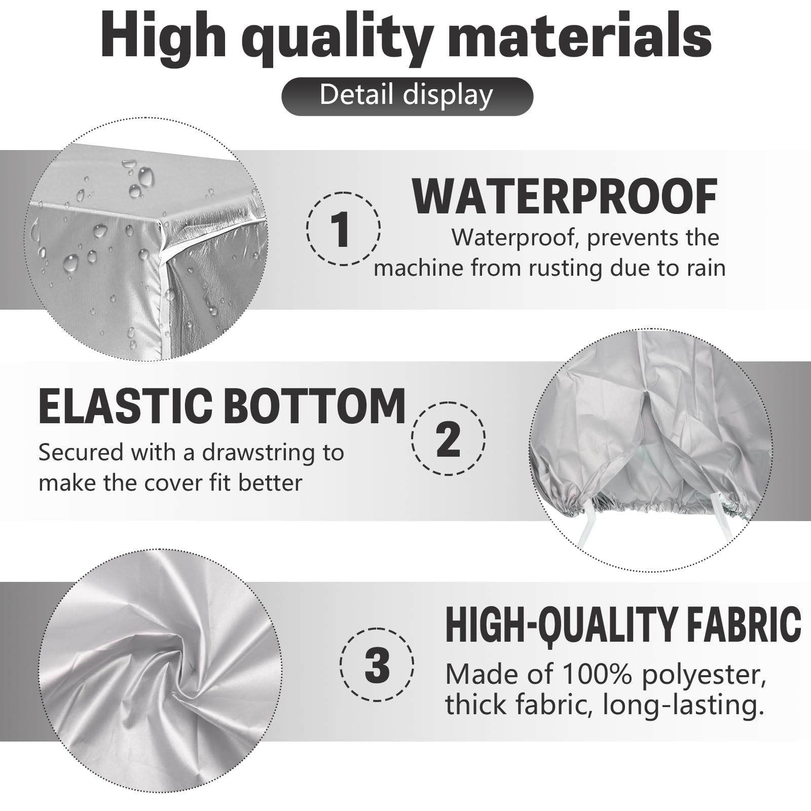 Couvercle de Climatiseur Extérieur, Cache Clim Extérieur, Housse de Protection pour Unité Extérieure de Climatiseur 1.5p, Housse Pompe a Chaleur Piscine 86x35x60cm (Argenté) - 4