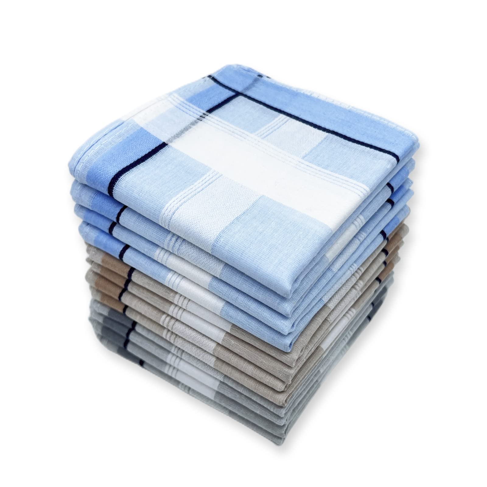 GB SelectedSoft Cotton Handkerchiefs for Men with Elegant Pattern in Assorted Color, 16 inches Large hankies