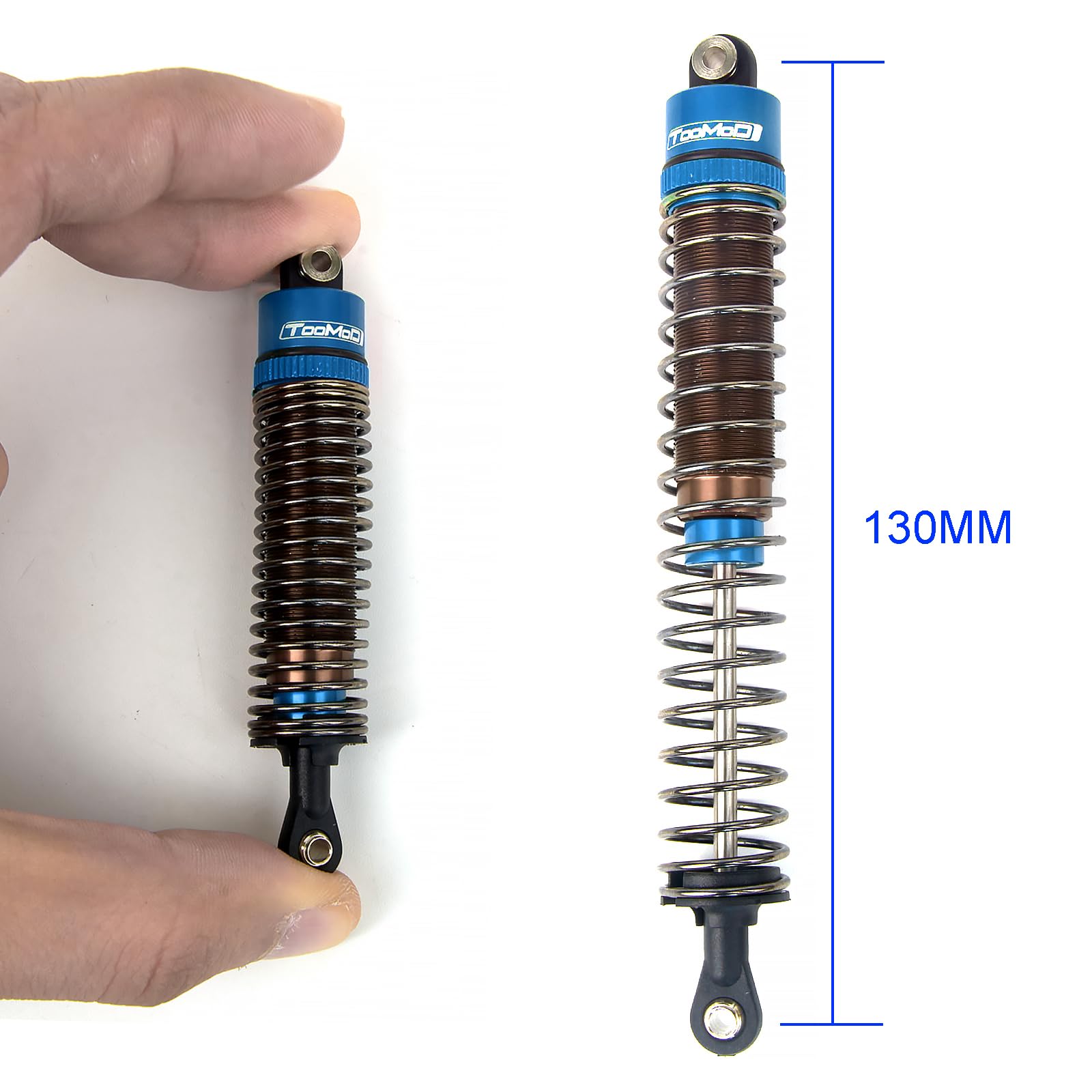 TOOMOD 1/10 130mm RC Oil filled Shock Absorbers kit for Tamiya TRX4 Axial SCX10 D90 Crawler Car Buggy Car Upgrades Replace Parts (Blue)