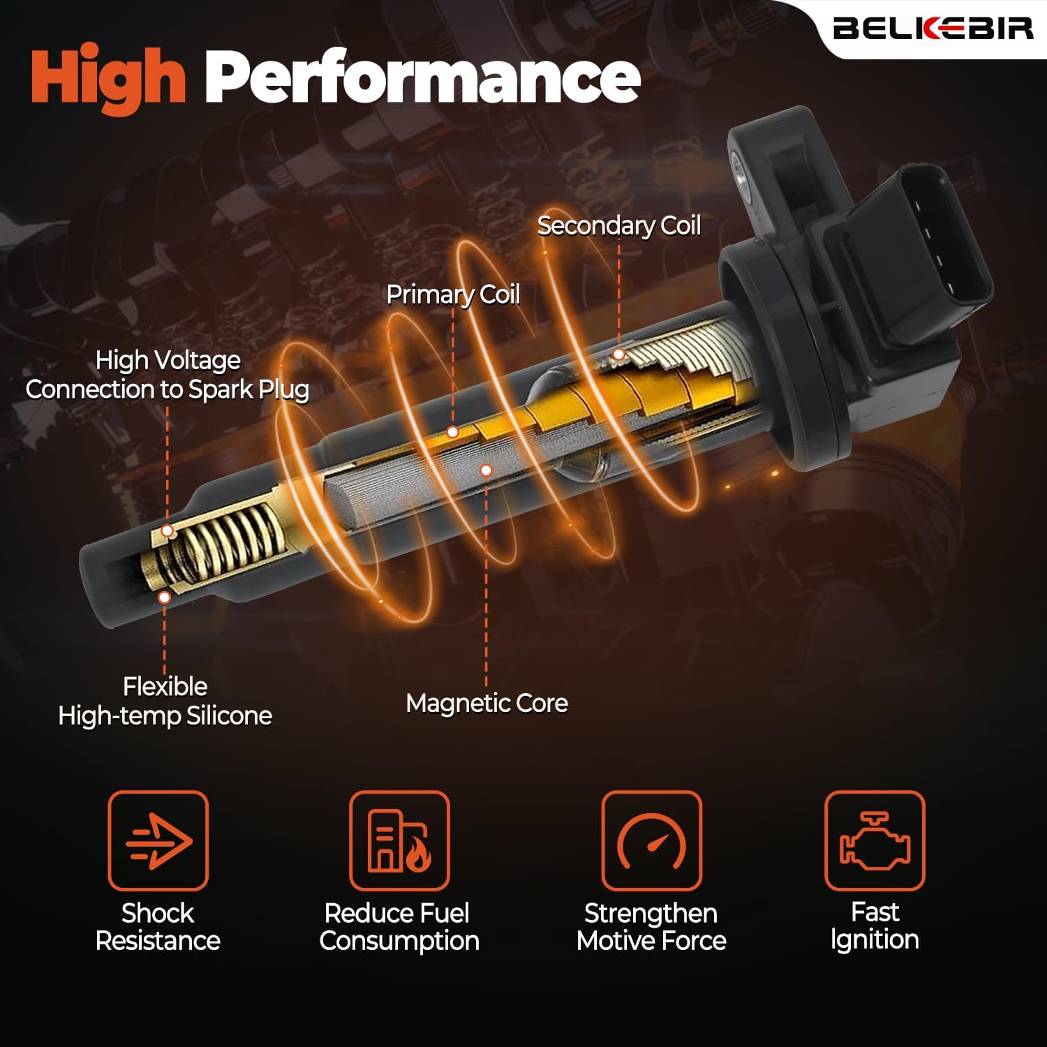 Set of 8 Ignition Coil Packs & Iridium Spark Plugs Compatible with 4.3L 4.7L V8 2000-2009 Toyota Tundra Sequoia 4Runner Land Cruiser, Lexus GX470 SC430 LS430 LX470 GS430 Replace UF230 UF493 C1173 4504
