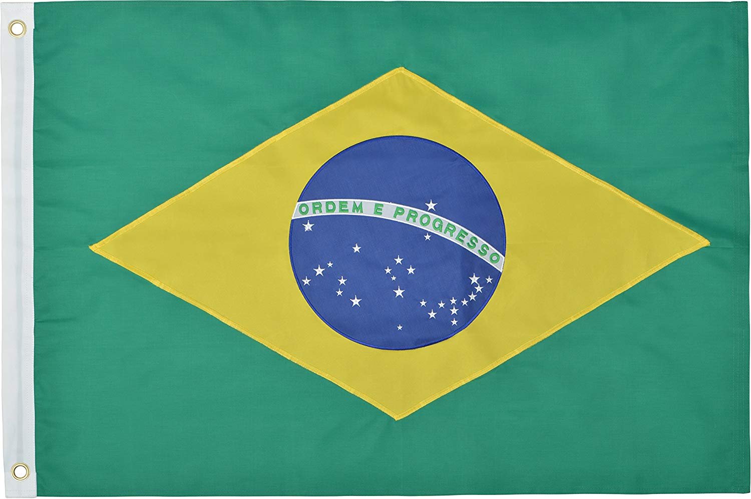 Brazil 2' x 3' Ft 210D Nylon Premium Outdoor Embroidered Brazilian Flag-image-3