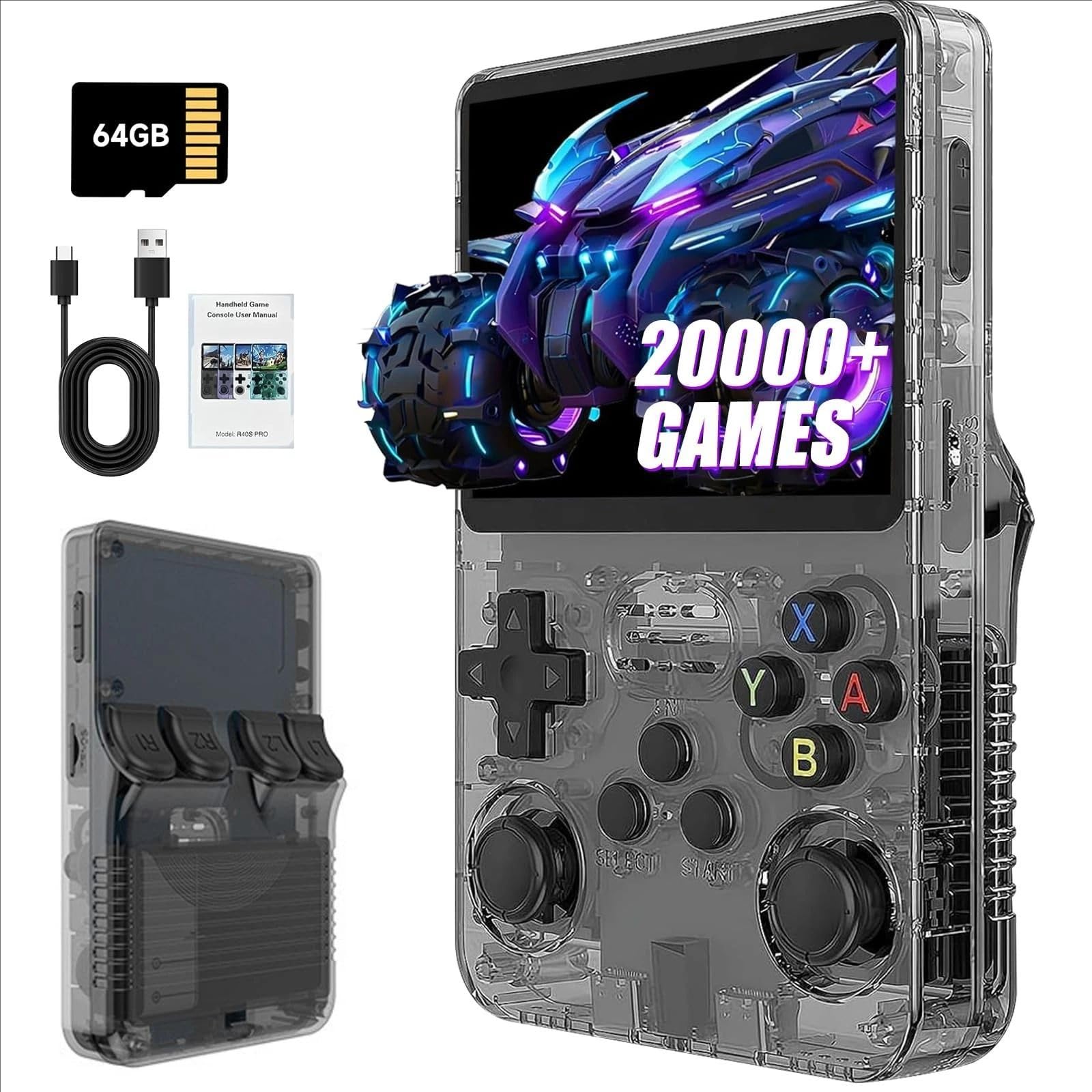 Upgrade Retro Konsole Handheld Spielkonsole, Portable Handheld Video Games mit Klassischen Spielen, 3.5-Zoll-Bildschirm, Tragbarer Videospielkonsole Retro Handheld Konsole (64, GB)