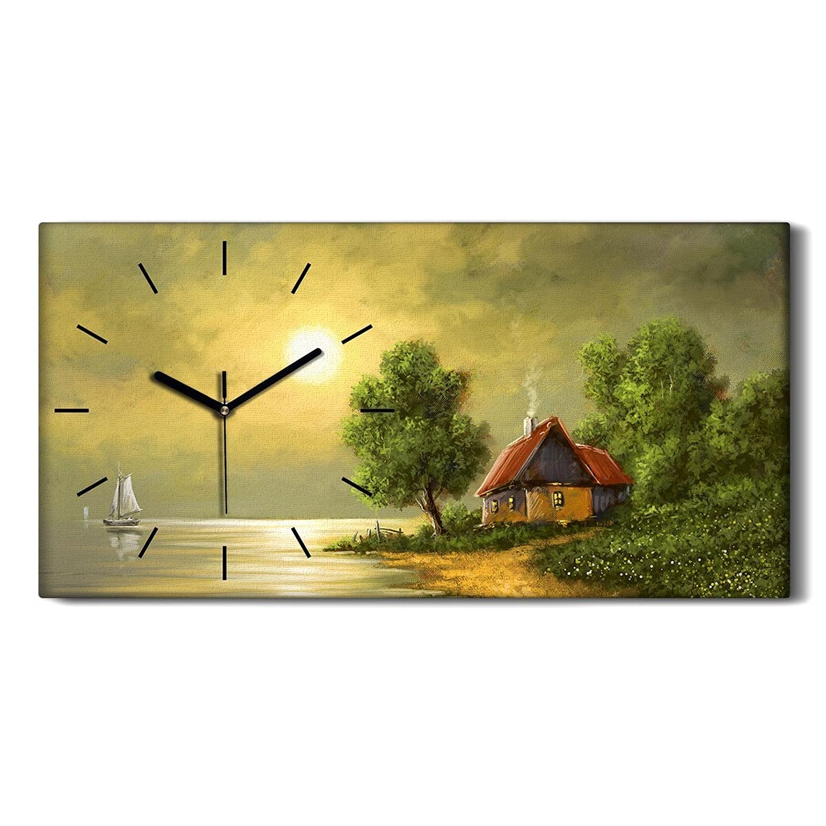 Horloge sur Toile Sans Tic-Tac 60x30cm pour Sommeil Paisible en Chambre