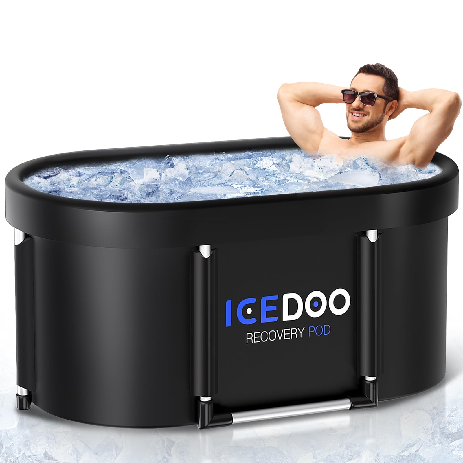 New Upgrade XL 139-Gallon Oval Ice Bath Tub - 6 Layered Portable Bathtub, Recessed Bathtubs Foldable with Cover Cold Plunge Tub for Athletes, Home Gym, Outdoor Recovery Use.