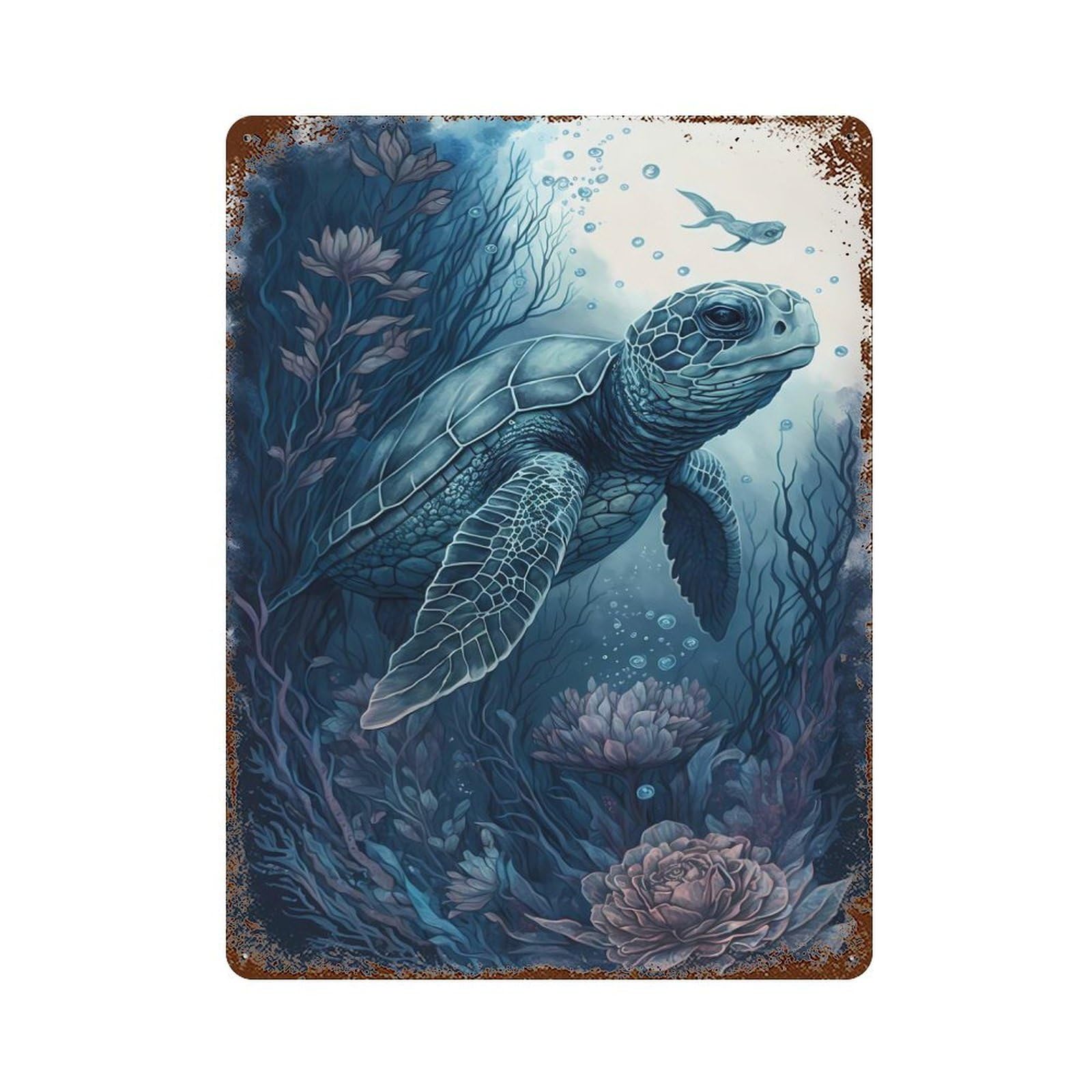 Turtle Imaginary Friend Rust Effect Tin Sign 15.7"x11.8", Ideal for Cafe, Home Bar And Lounge Decor