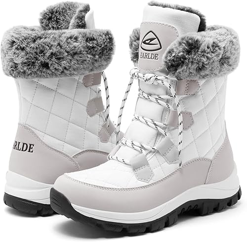 Miniatura 3 de EARLDE Womens Snow Boot With Waterproof Lace Up Mid-Calf Outdoor Winter Deep Tread Rubber Sole