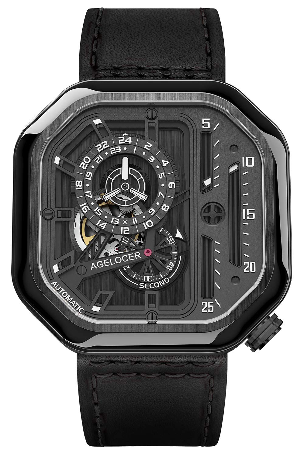 agelocer Orologio da uomo ultra sottile automatico meccanico con quadrante a gradiente di colore e calendario, Nk_4204a9, Cinturino