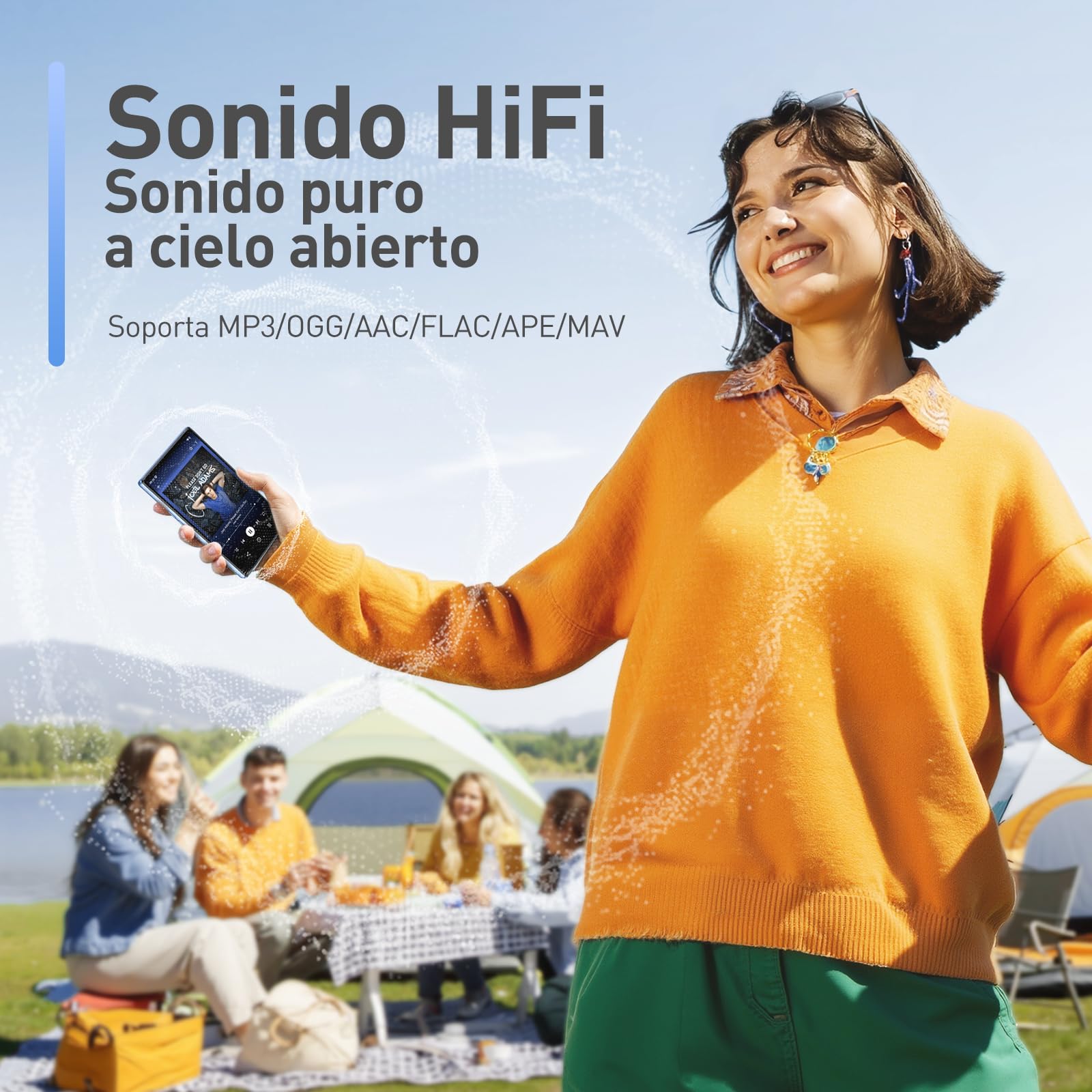 AGPTEK 128GB Reproductor MP3 Spotify con Bluetooth y WiFi, Android 13 MP4 Reproductor de 5'', Reproductor de Música MP4，MP3 Player con Spotify, Audible, App Store, Amazon Music, hasta 1 TB, Azul