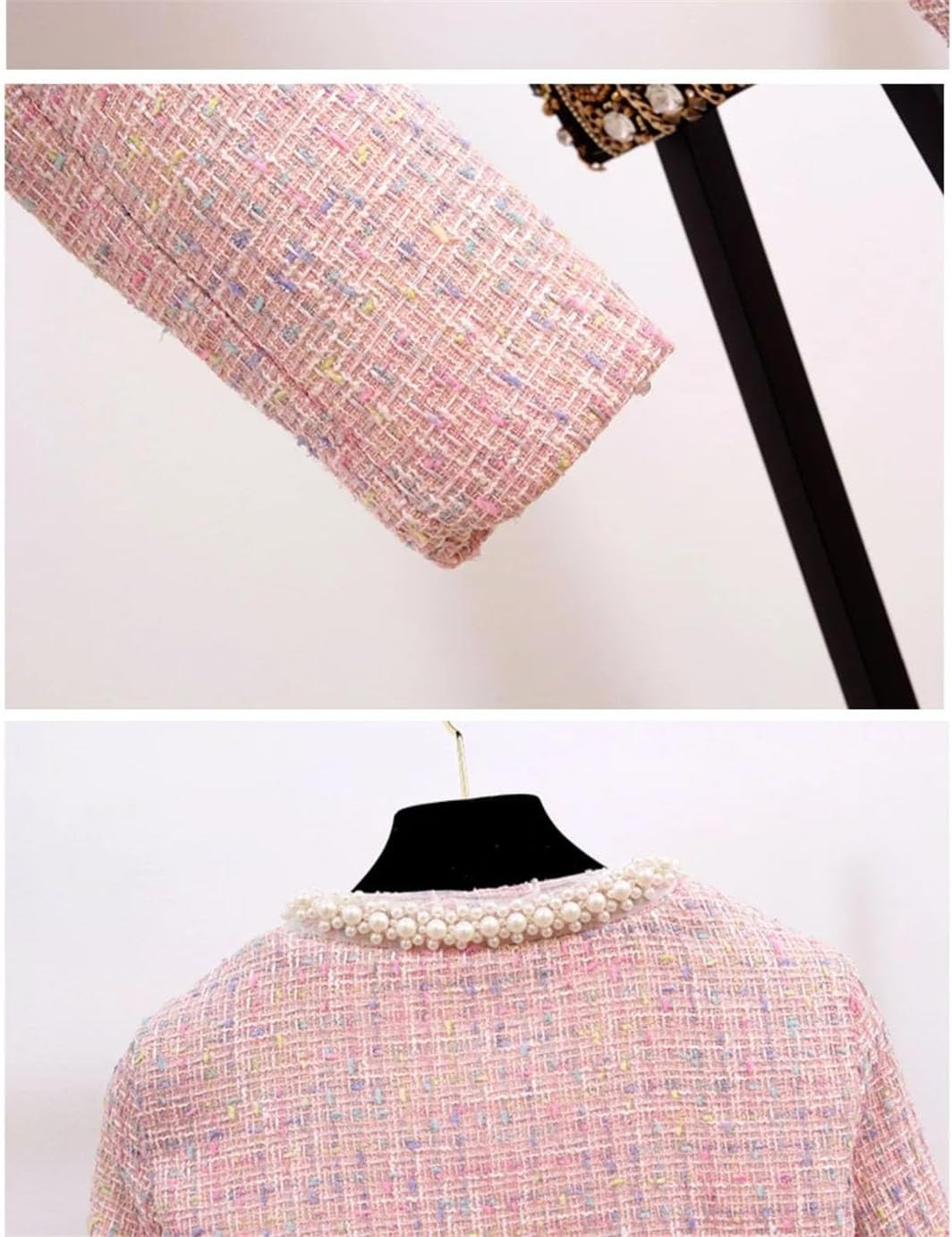 Women's Winter 3 Piece Sets Lady Elegant Slim Coat Skirt Shirt Three-Piece Suit Tweed Sets