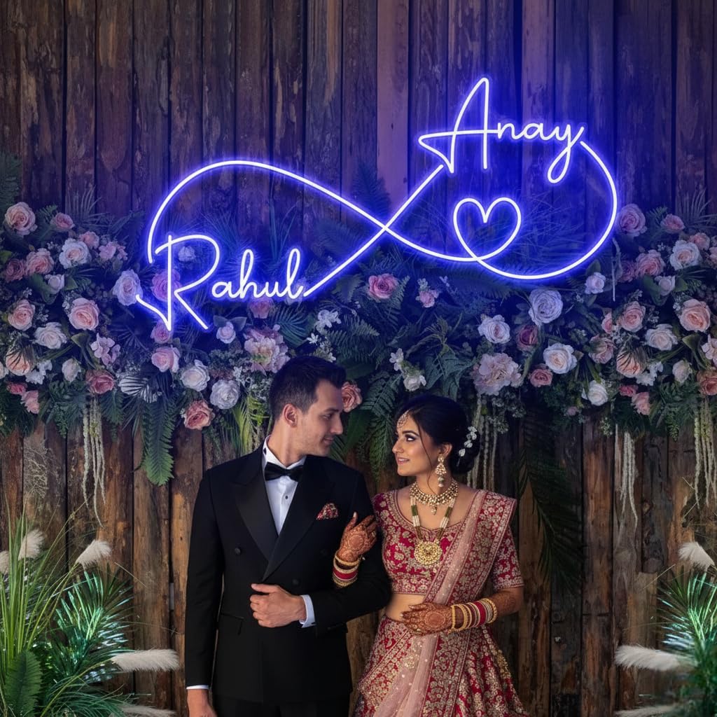 Personalized Infinity Couple Name Neon Sign with Heart | Custom LED Name Light for Wedding, Anniversary, Engagement & Home Decor-image-41