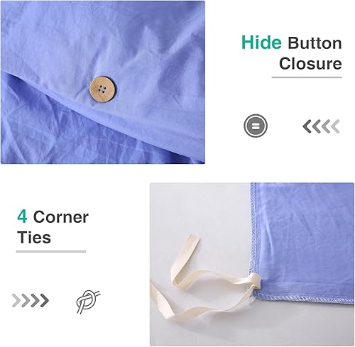 Miniatura 2 de APSMILE Juego de funda de edredón de sombra azul tamaño Queen, 3 piezas con 1 funda de edredón de 90 x 90 pulgadas y 2 fundas de almohada (sin