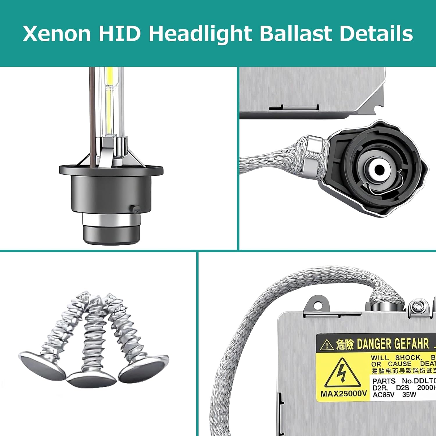 KDLT002 Xenon HID Headlight Ballast with D2S Bulb for Lexus IS300 ES300 LS430 SC430 RX300 RX330 RX350 for Toyota Avalon Sienna Prius Celica DDLT002, 85967-30050, 85967-50020, 85967-33010