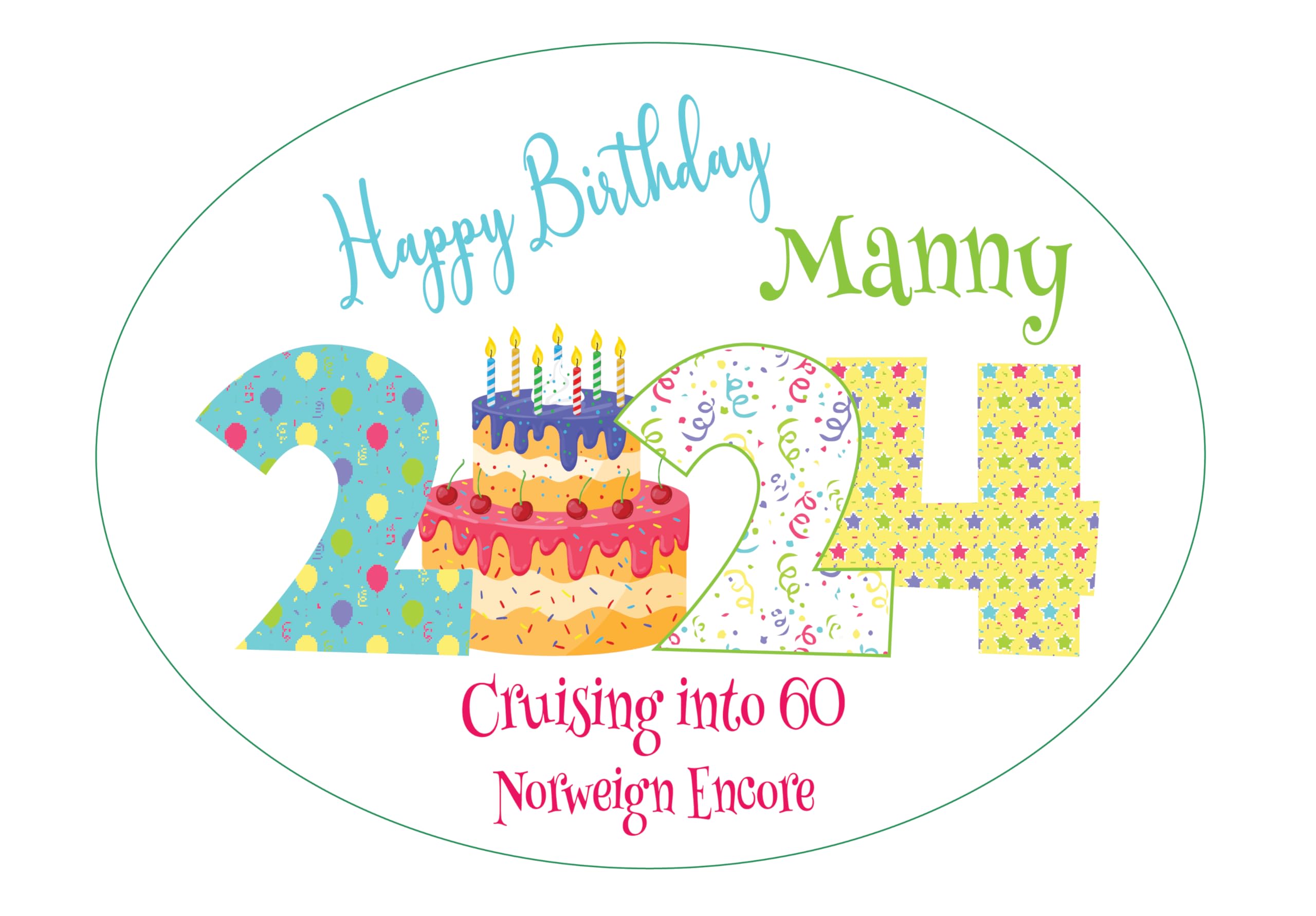 Birthday Year Cruise Ship Door Magnet Decoration Customized for your Stateroom Door on your Cruise, Carnival, Royal Caribbean, Norwegian, etc