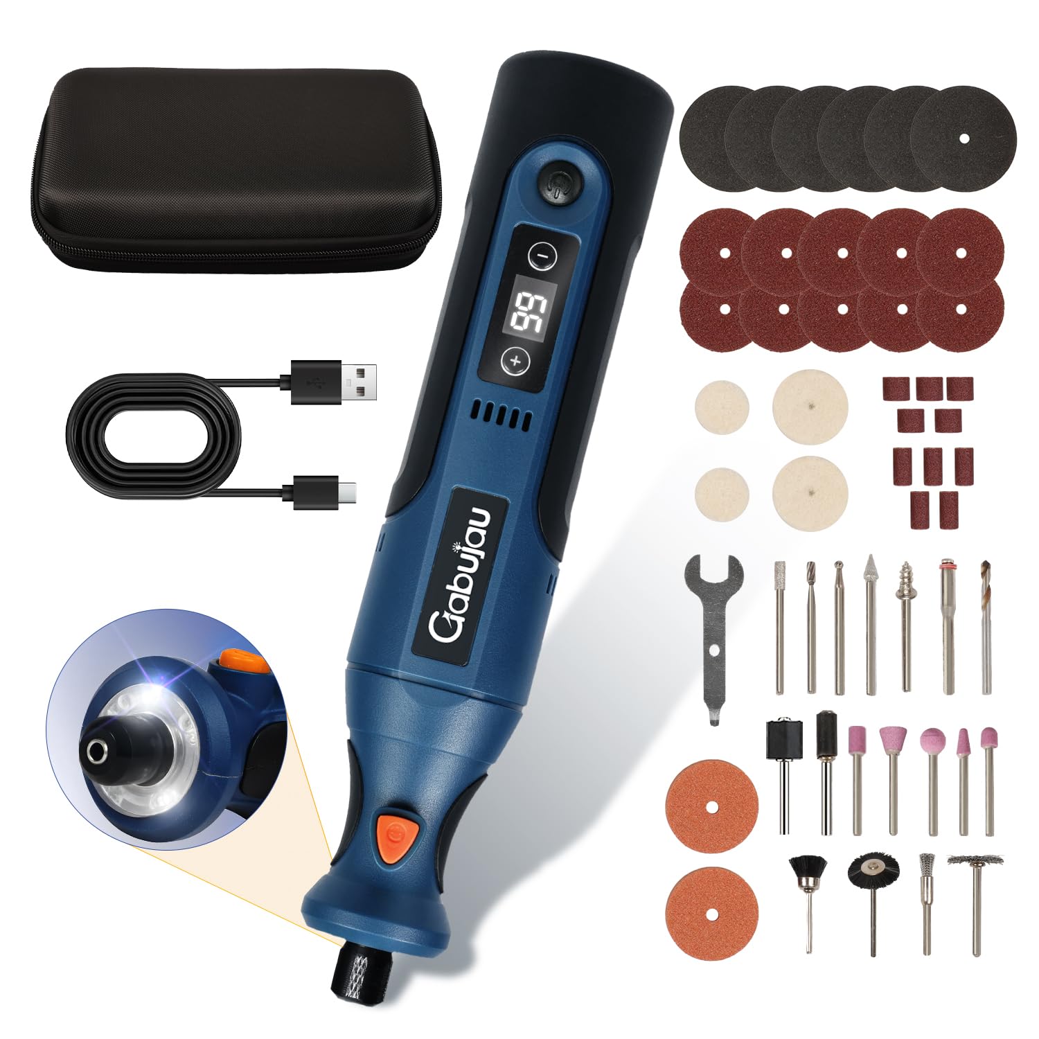 Kit de herramientas giratorias inalámbricas, 7.4 V, 12 velocidades, recargable por USB, para manualidades, fabricación de joyas, tallado de madera, pulido, lijado, perforación con 51