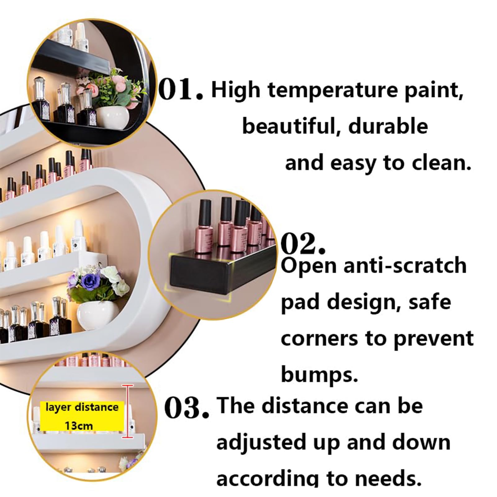 Organizador de esmaltes de uñas de Metal para Montaje en Pared, Paquete de 2, Caja expositora de cosméticos Americana, Estante Expositor de pintalabios y perfumes, Organizador de Botellas de