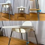 High Chair Footrest, Natural Bamboo Wooden Footrest Compatible with IKEA Antilop High Chairs Accessories, Adjustable HighChair Foot Rest