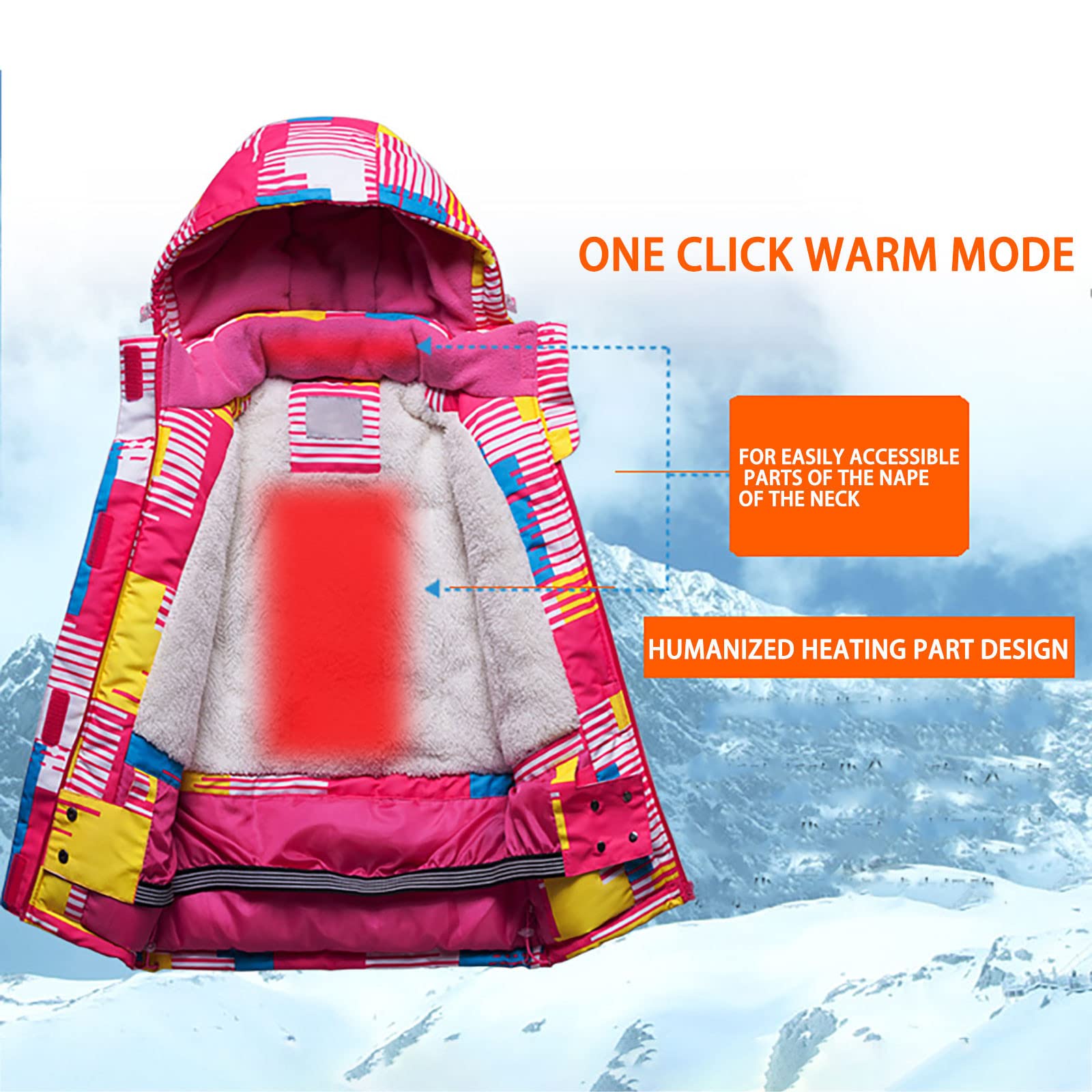 Combinaison de Ski Enfants Garçons Fille Combinaison de Ski ado Ensembles de Neige Doudoune à Capuche Ensemble 2pcs Veste de Ski + Salopette Pantalon Enfants Vêtements de Ski Fille 3-14 Ans
