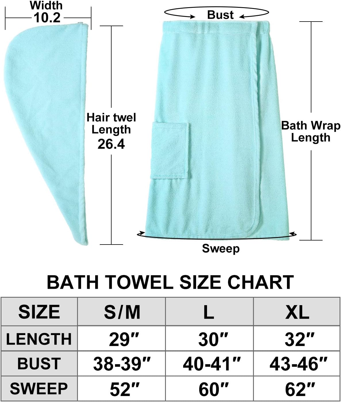 Kniffi Women's Spa Wrap & Hair Towel Body Wrap Adjustable Closure Bathrobe - Image 5